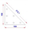 Driehoek aanlasplaat 150 x 150 x 6mm, 3x gat 9mm