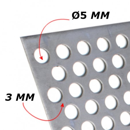 Geperforeerd staal 1000x500x1,5 Rond 5mm