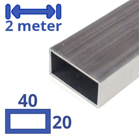 aluminium koker 40 x 20 x 2mm