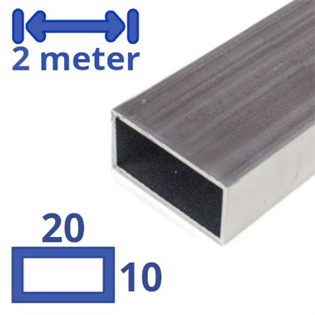 aluminium koker 20 x 10 x 2mm