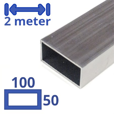 aluminium koker 100 x 50 x 3mm