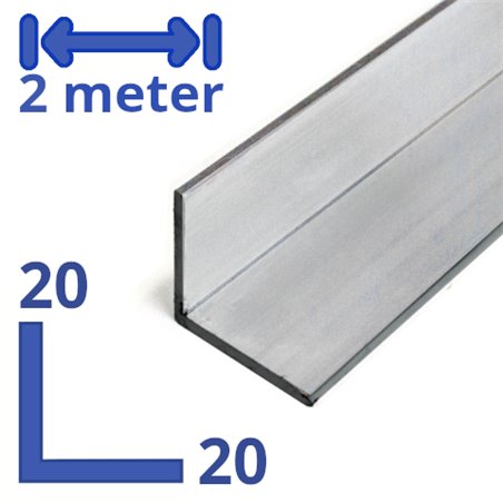 aluminium L-profiel 20 x 20 x 2mm