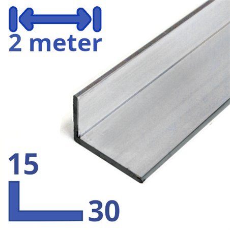 aluminium L-profiel 30 x 15 x 2mm