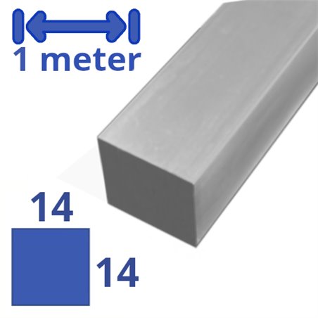 aluminium vierkant 14 x 14mm, lengte 1000mm