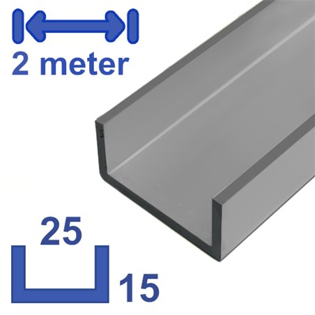 aluminium U-profiel 15 x 25 x 15 x 2mm
