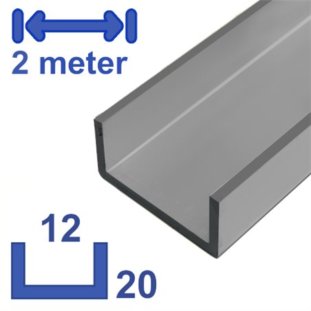aluminium U-profiel 20 x 12 x 20 x 2mm