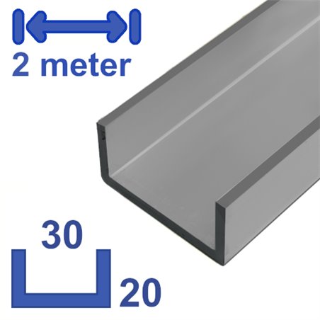 aluminium U-profiel 20 x 30 x 20 x 2mm