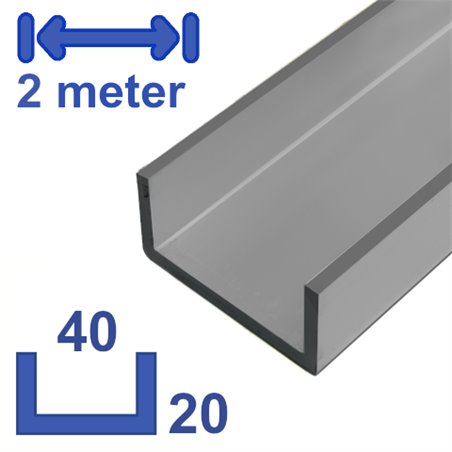 aluminium U-profiel 20 x 40 x 20 x 2mm