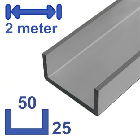 aluminium U-profiel 25 x 50 x 25 x 2mm