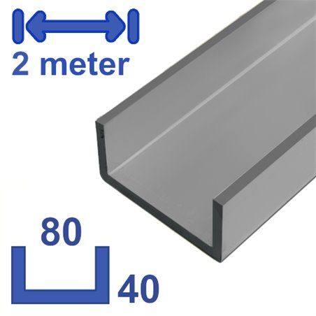 aluminium U-profiel 40 x 80 x 40 x 4mm