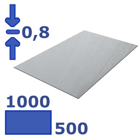 Plaat zincor 500x1000x0.8mm