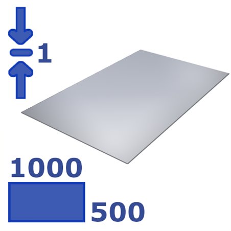 plaat aluminium 1000 x 500 x 1,0mm