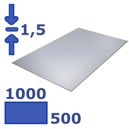 plaat aluminium 1000 x 500 x 1,5mm