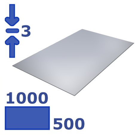 plaat aluminium 1000 x 500 x 3,0mm