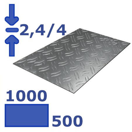 aluminium traanplaat 500 x 1000 x 2,4-4mm