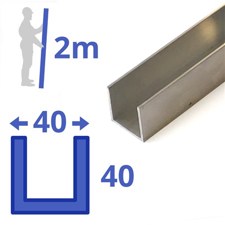 aluminium U-profiel 40 x 40 x 40 x 3mm