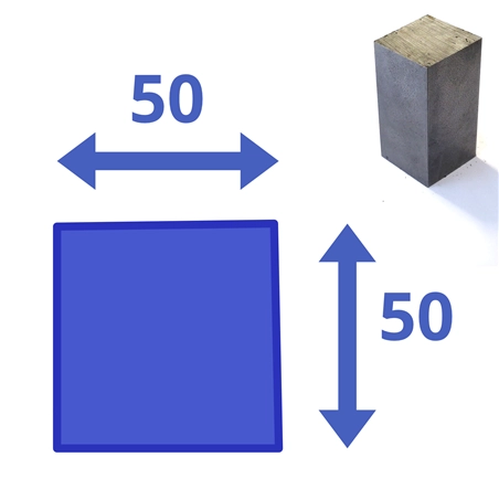 Stalen blok 50x50x100mm