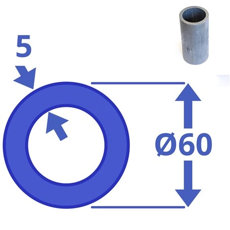 Stalen bus 60x5mm, lengte: 100mm