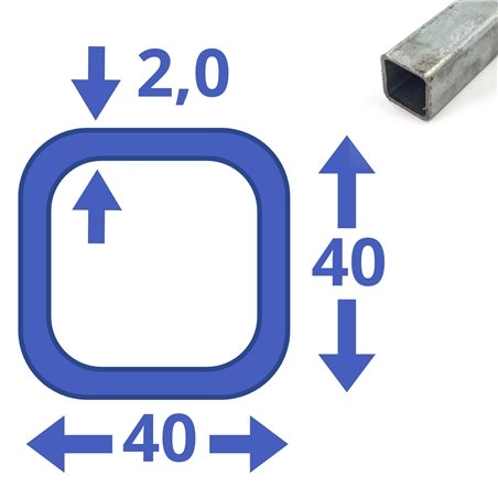 Verzinkte stalen  koker 40x40x3mm