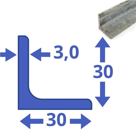 Verzinkte stalen  L-profiel 30 x 30 x 3mm