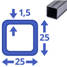 blank vierkante koker 25x25x1,5mm