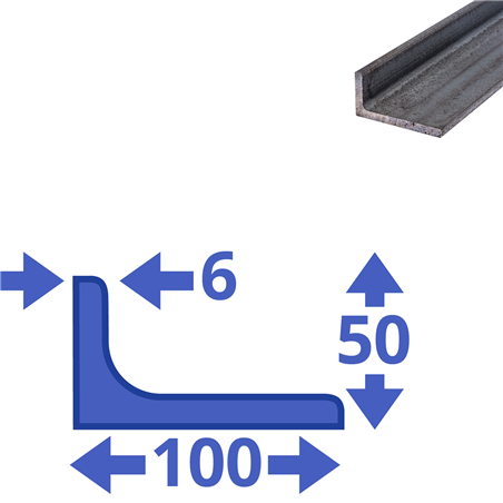 stalen L-profiel 100 x 50 x 6mm