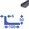 stalen L-profiel 100 x 50 x 6mm