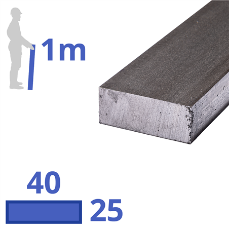Stalen plat 40x25mm, lengte 1m