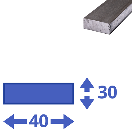 stalen plat 40 x 30mm, lengte 1000mm