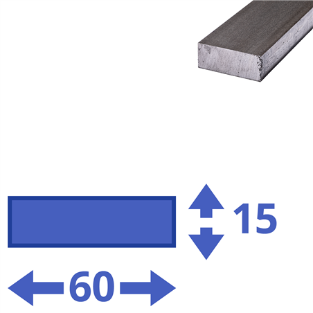 stalen plat 60 x 15mm, lengte 1000mm