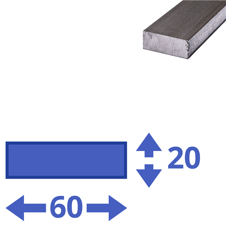 stalen plat 60 x 20mm, lengte 1000mm
