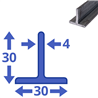 stalen T-profiel 30 x 30 x 4mm