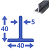 stalen T-profiel 40 x 40 x 5mm