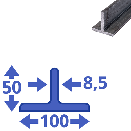 stalen T-profiel 100 x 50 x 8,5mm stalen T-profiel 100 x 50 x 8,5mm