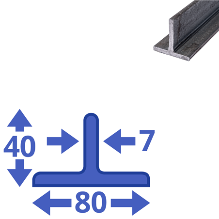 stalen T-profiel 80 x 40 x 7mm