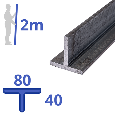 stalen T-profiel 80 x 40 x 7mm