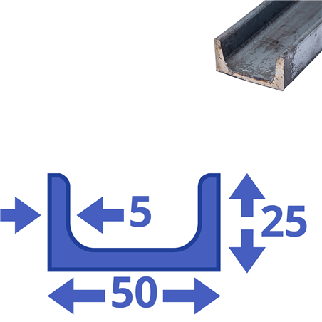 stalen UNP 25x50x25x5mm stalen UNP 25x50x25x5mm