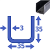stalen U-profiel 35x35x35x3mm