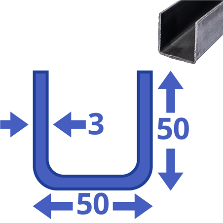 stalen U-profiel 50x50x50x3mm