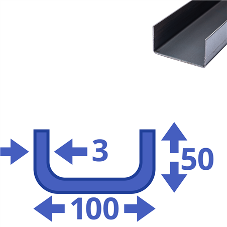 stalen ongelijk U-profiel 50 x 100 x 50 x 3mm stalen ongelijk U-profiel 50 x 100 x 50 x 3mm