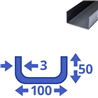 stalen ongelijk U-profiel 50 x 100 x 50 x 3mm