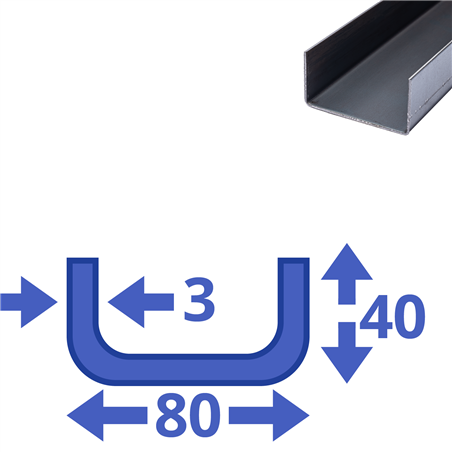 stalen ongelijk U-profiel 40 x 80 x 40 x 3mm stalen ongelijk U-profiel 40 x 80 x 40 x 3mm