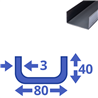 stalen ongelijk U-profiel 40 x 80 x 40 x 3mm