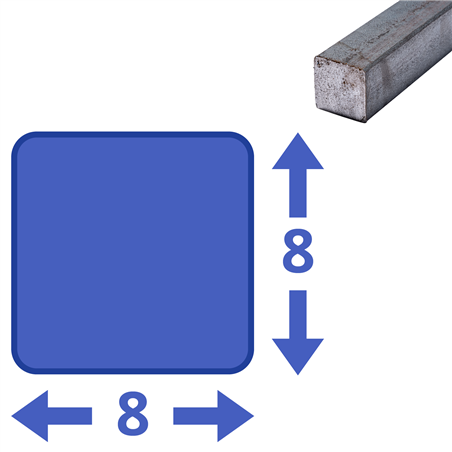 stalen massief vierkant 8x8mm