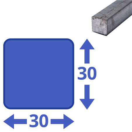 stalen massief vierkant 30x30mm