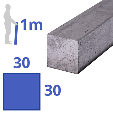 stalen blank vierkant 30 x 30mm, lengte 1000mm