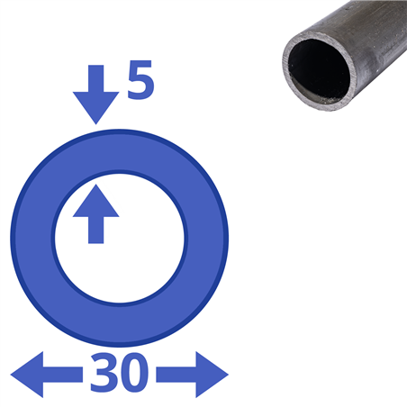 Stalen buis 30x5mm, 1000mm