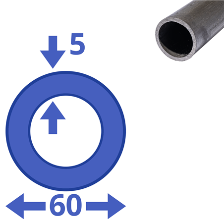 Stalen buis 60x5mm, 1000mm