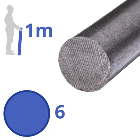 stalen blanke as 6mm, lengte 1000mm