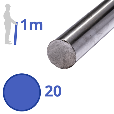 geharde as 20mm, lengte 1000mm